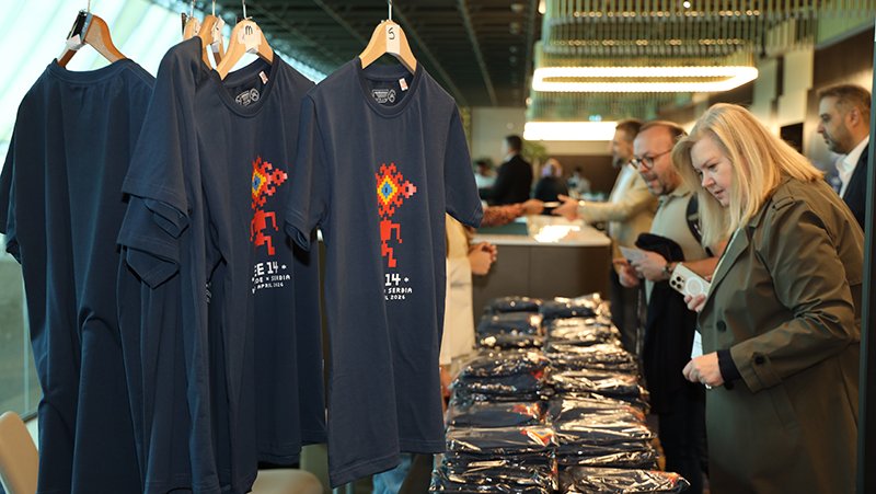 A picture of the event merch table