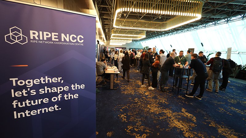 A picture of a RIPE NCC banner at the event
